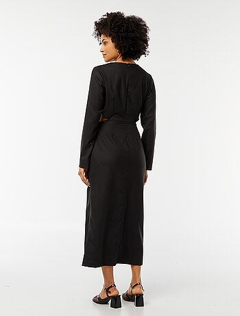 Vestido midi com efeito cruzado à frente