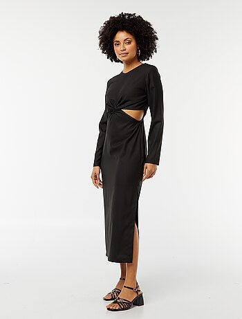 Vestido midi com efeito cruzado à frente