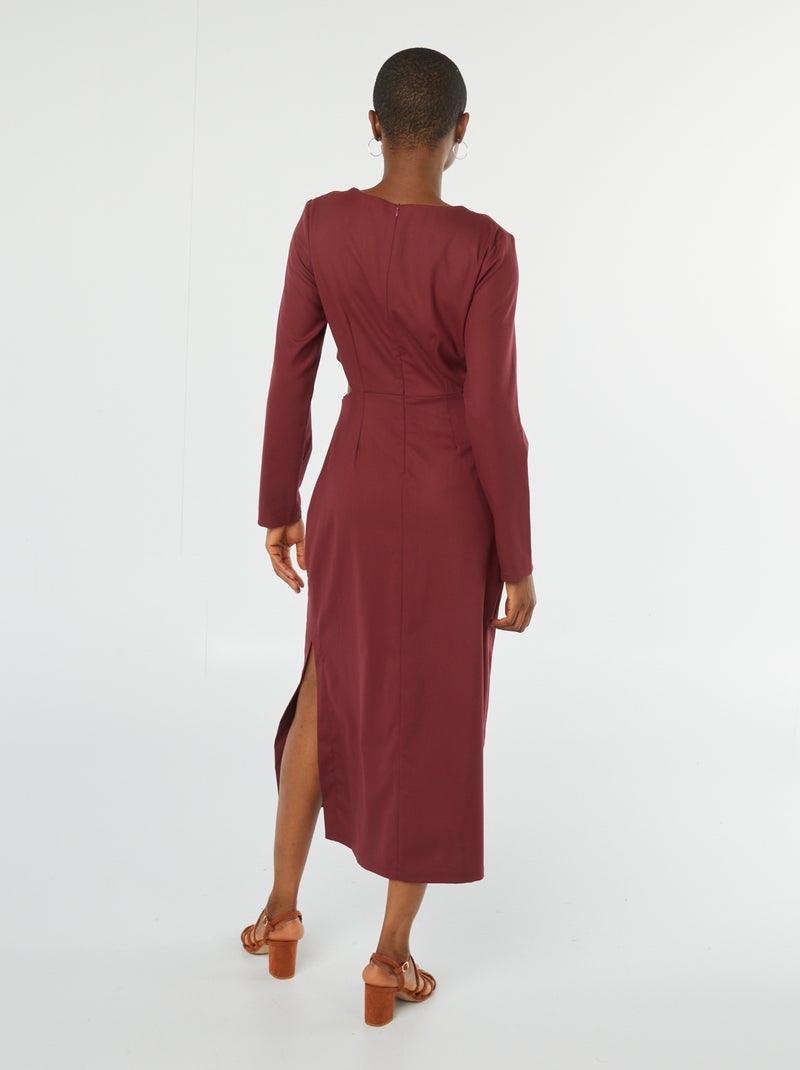 Vestido midi com efeito cruzado à frente VERMELHO - Kiabi