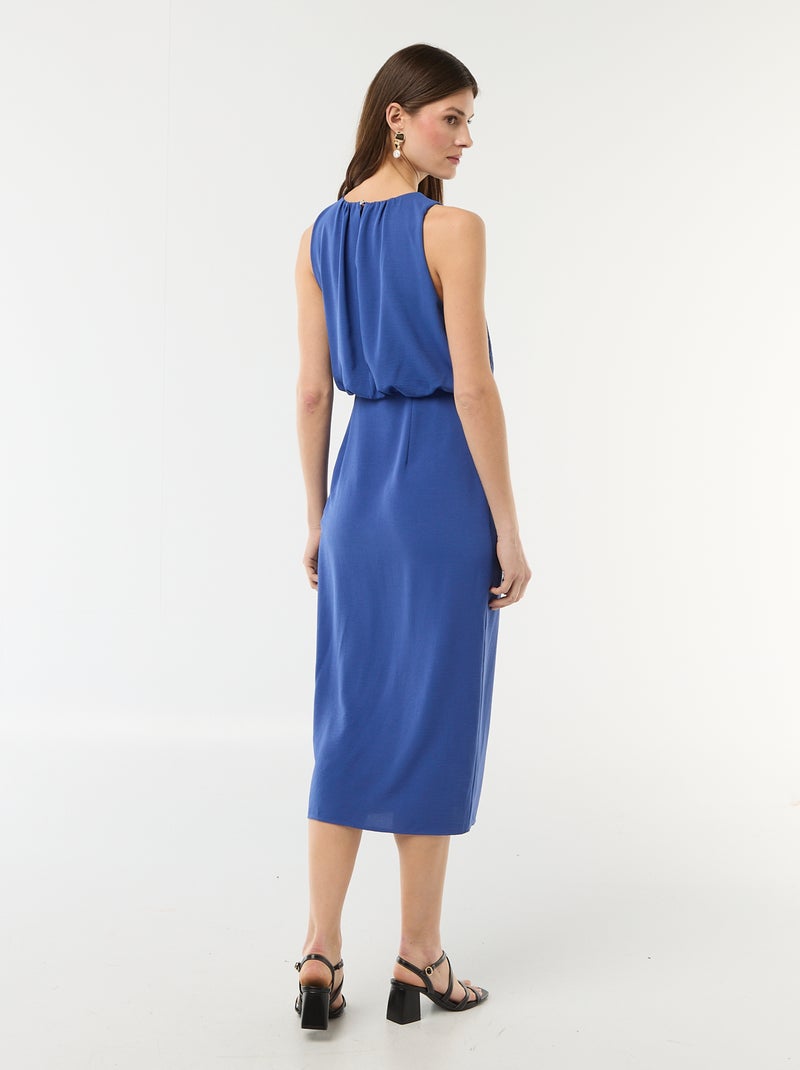 Vestido midi com efeito drapeado sem mangas Azul - Kiabi