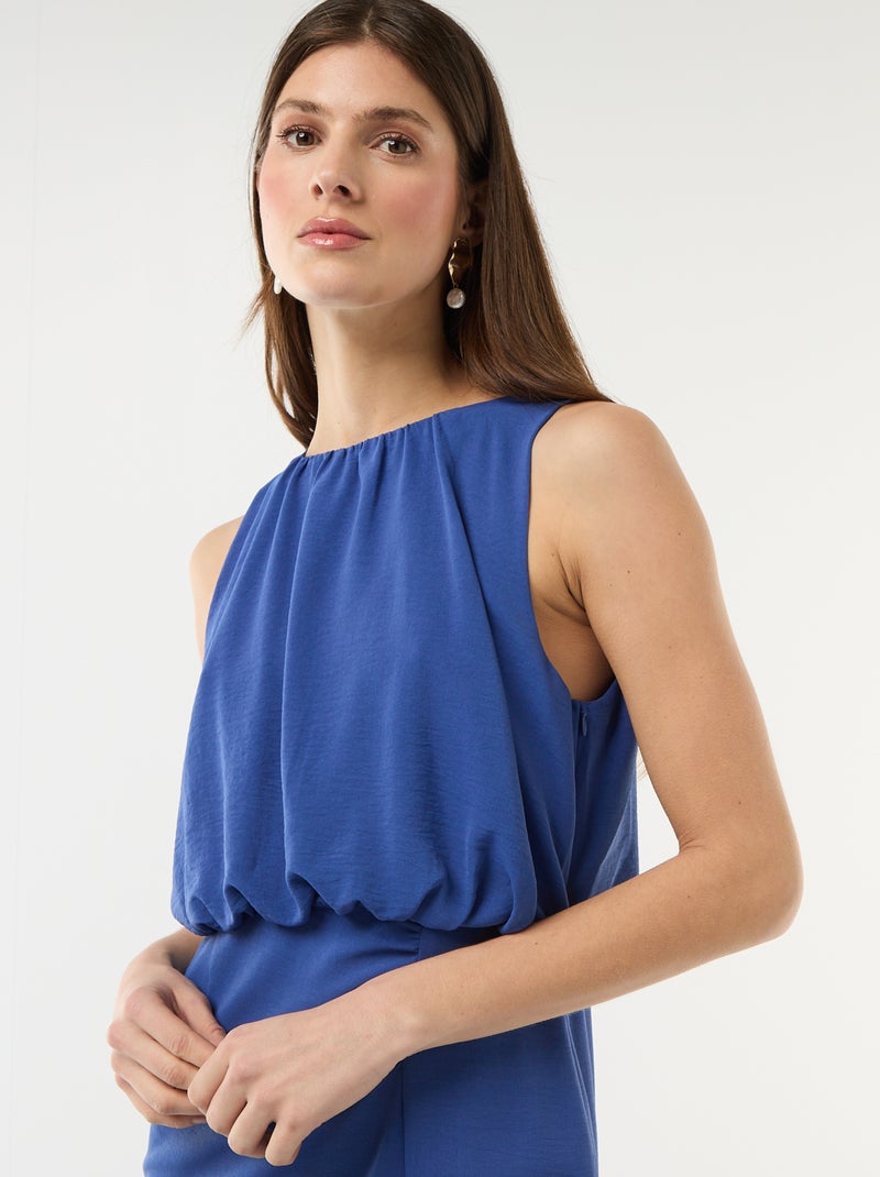 Vestido midi com efeito drapeado sem mangas Azul - Kiabi