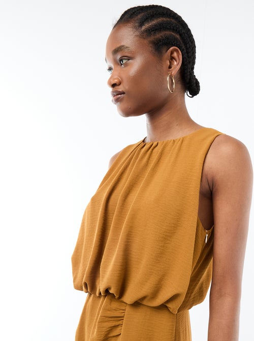 Vestido midi com efeito drapeado sem mangas - Kiabi