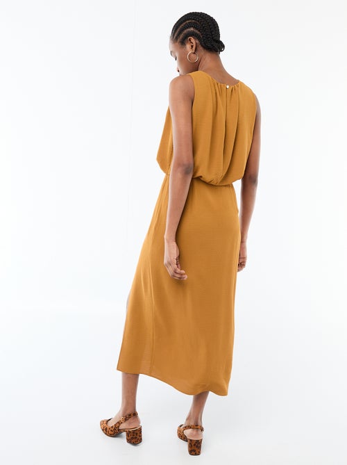 Vestido midi com efeito drapeado sem mangas - Kiabi