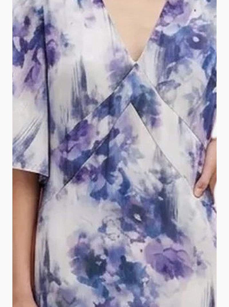 Vestido midi com estampado abstrato my fashion Branco Azul - Kiabi