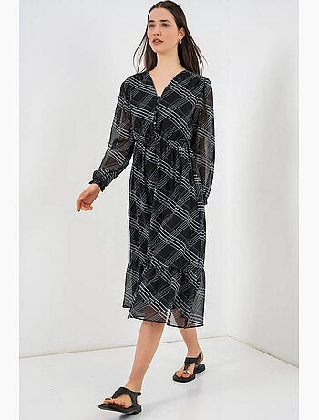 Vestido midi com estampado de leopardo e decote em v bdart