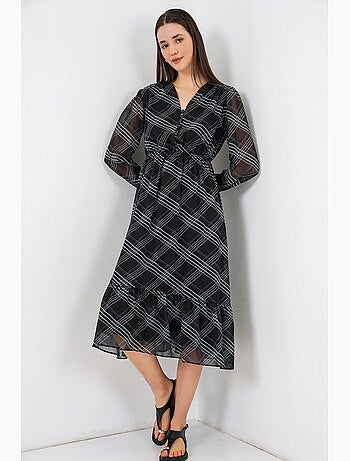Vestido midi com estampado de leopardo e decote em v bdart