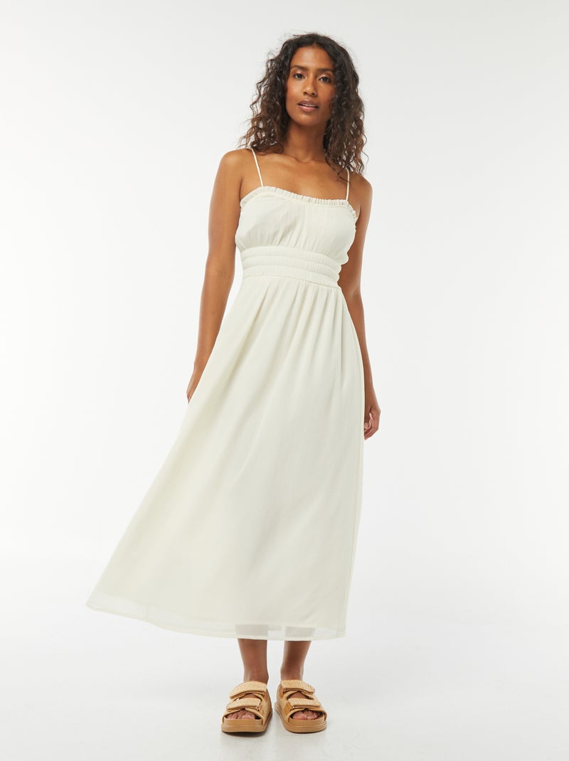 Vestido midi com favos de mel de alças finas Amarelo - Kiabi