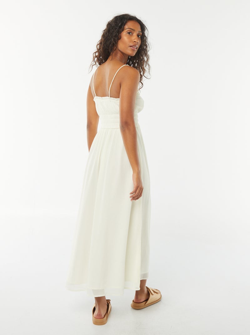 Vestido midi com favos de mel de alças finas Amarelo - Kiabi