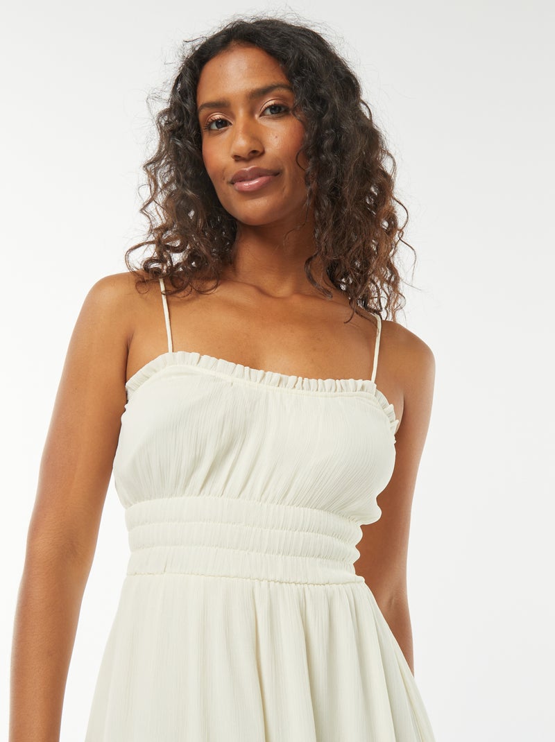 Vestido midi com favos de mel de alças finas Amarelo - Kiabi