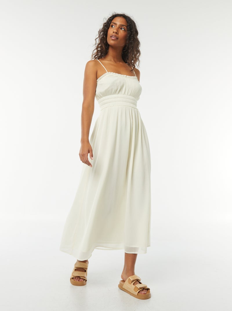 Vestido midi com favos de mel de alças finas Amarelo - Kiabi