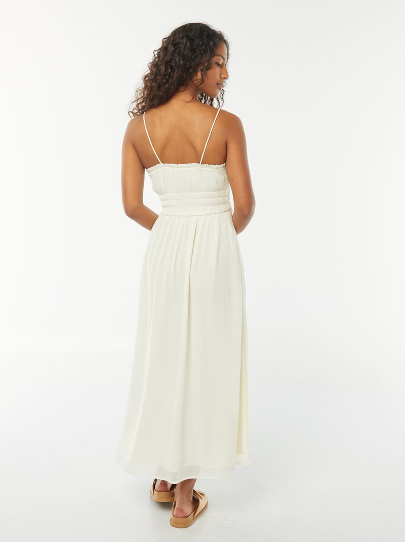 Vestido midi com favos de mel de alças finas Amarelo - Kiabi