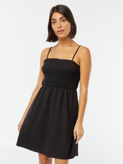 Vestido midi com favos de mel e alças - Kiabi
