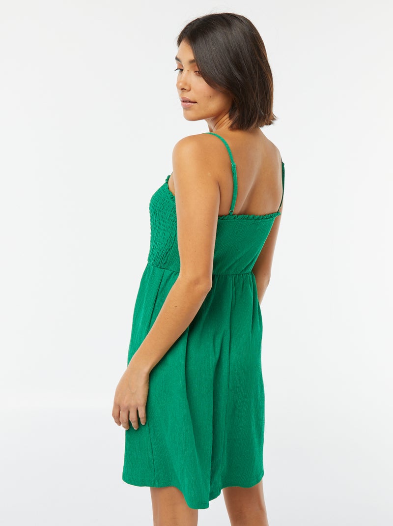 Vestido midi com favos de mel e alças VERDE - Kiabi