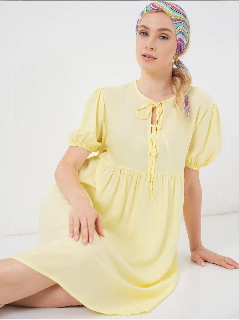 Vestido midi com fecho de laço bdart Amarelo - Kiabi