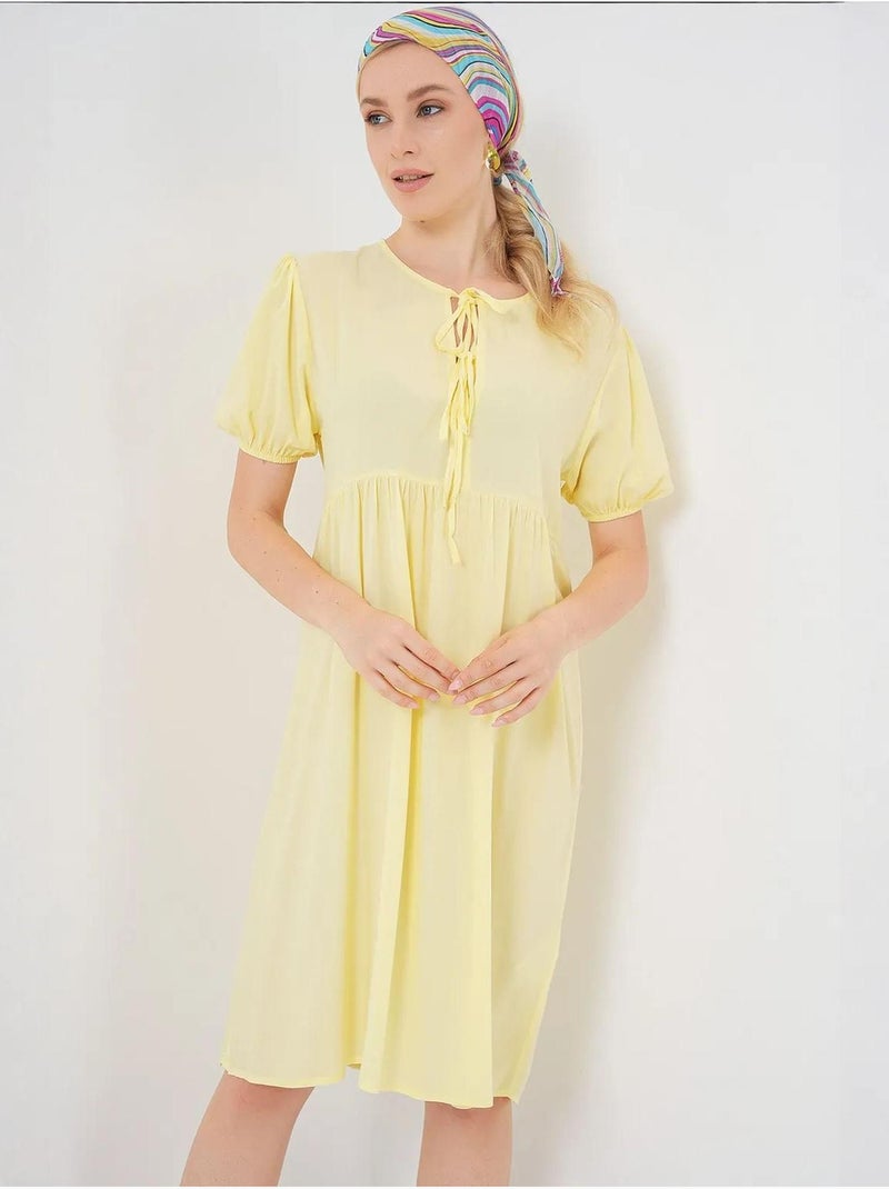 Vestido midi com fecho de laço bdart Amarelo - Kiabi