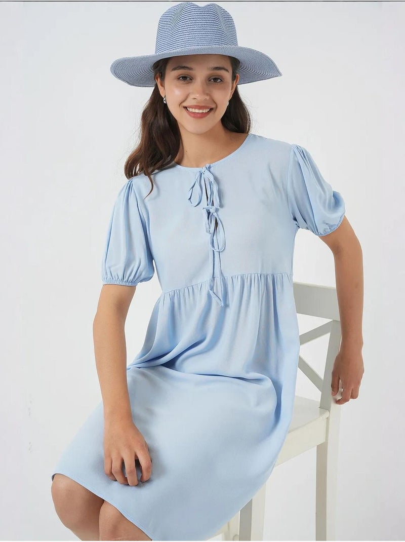 Vestido midi com fecho de laço bdart Azul claro - Kiabi