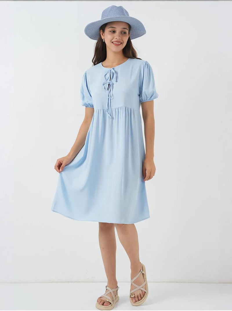 Vestido midi com fecho de laço bdart Azul claro - Kiabi