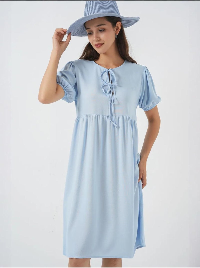 Vestido midi com fecho de laço bdart Azul claro - Kiabi