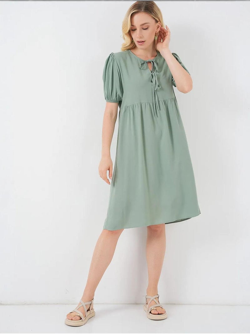 Vestido midi com fecho de laço bdart Cáqui - Kiabi