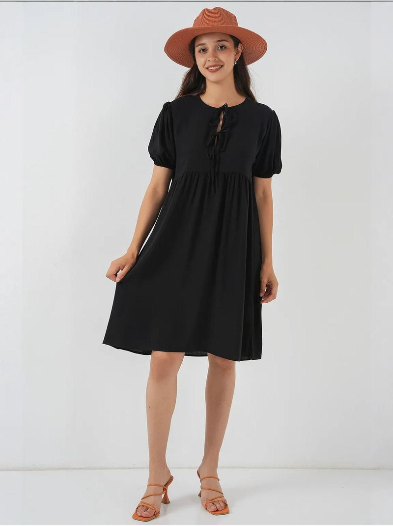 Vestido midi com fecho de laço bdart Preto - Kiabi
