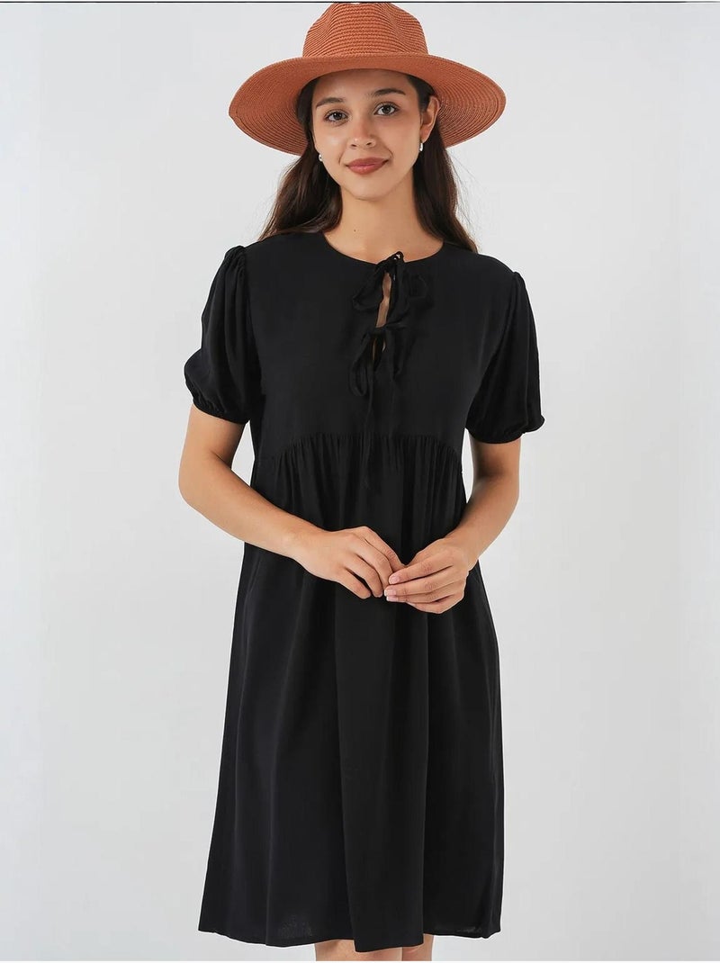 Vestido midi com fecho de laço bdart Preto - Kiabi