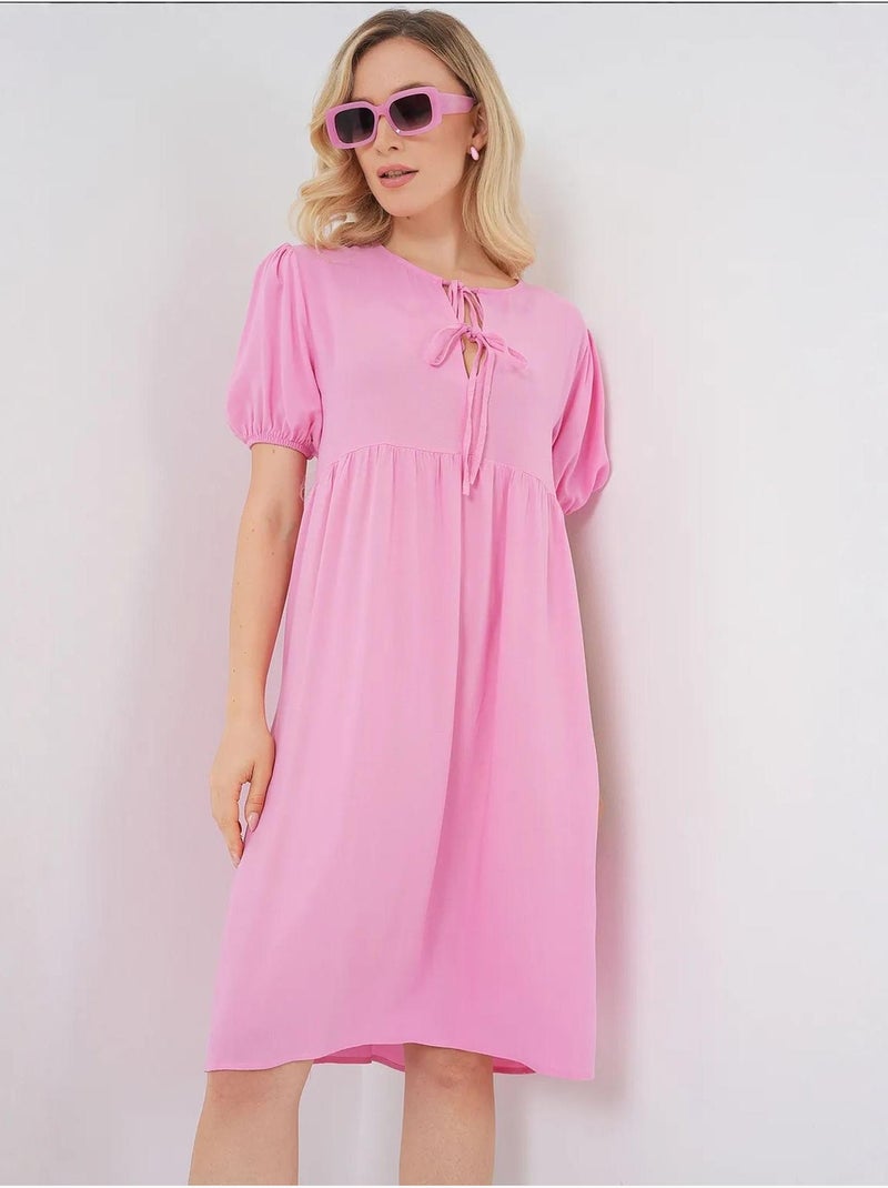 Vestido midi com fecho de laço bdart Rosa-claro - Kiabi