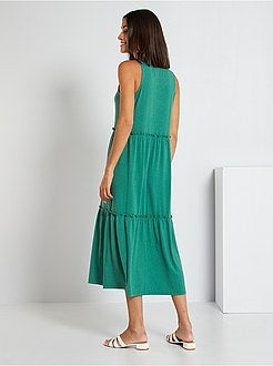 Vestido midi com folhos - Kiabi