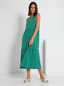 Vestido midi com folhos - Kiabi