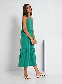 Vestido midi com folhos - Kiabi