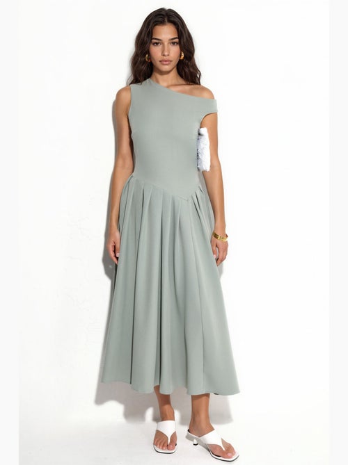 Vestido midi com gola assimétrica hiccup - Kiabi