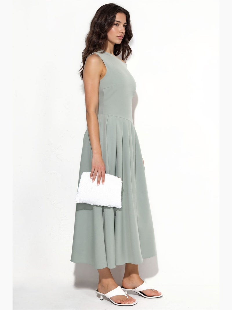 Vestido midi com gola assimétrica hiccup Verde pastel - Kiabi