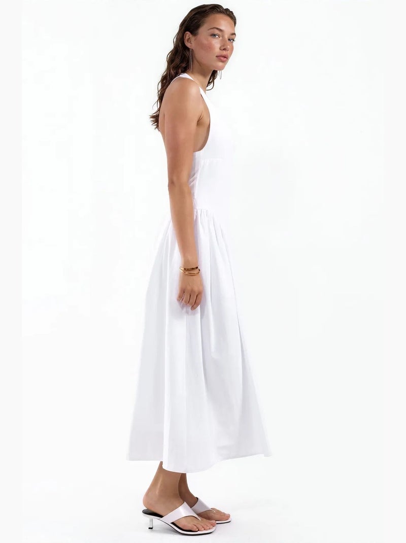 Vestido midi com gola halter busem Branco - Kiabi