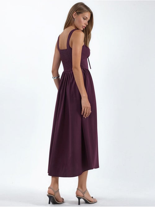 Vestido midi com gola quadrada e detalhe de botões busem - Kiabi