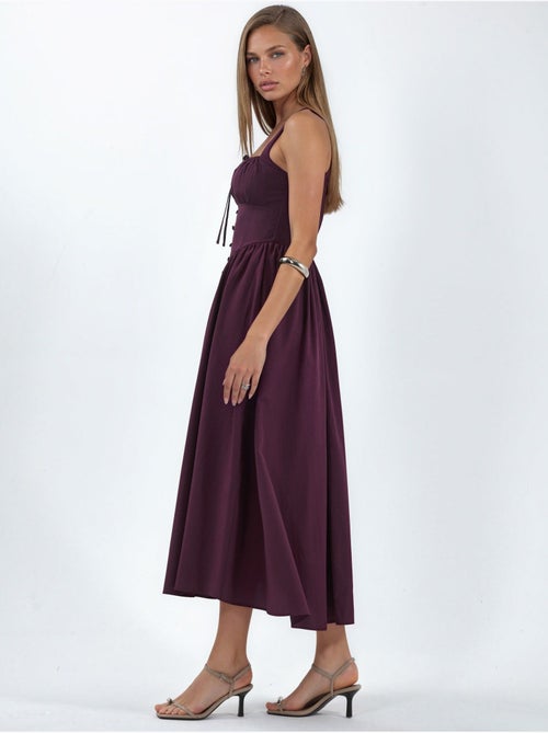 Vestido midi com gola quadrada e detalhe de botões busem - Kiabi
