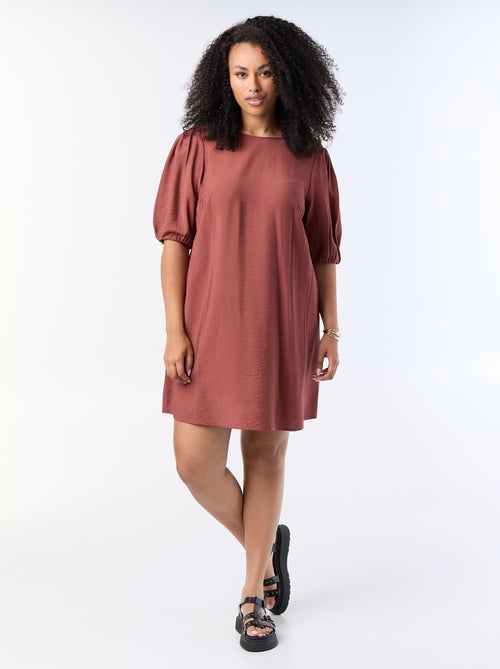 Vestido midi com mangas balão - Kiabi