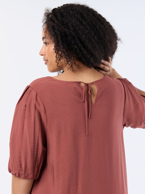 Vestido midi com mangas balão - Kiabi