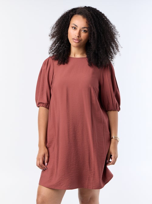 Vestido midi com mangas balão - Kiabi