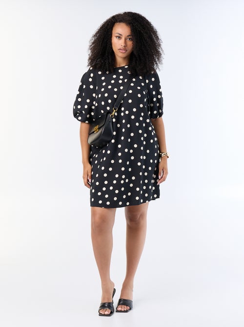 Vestido midi com mangas balão - Kiabi