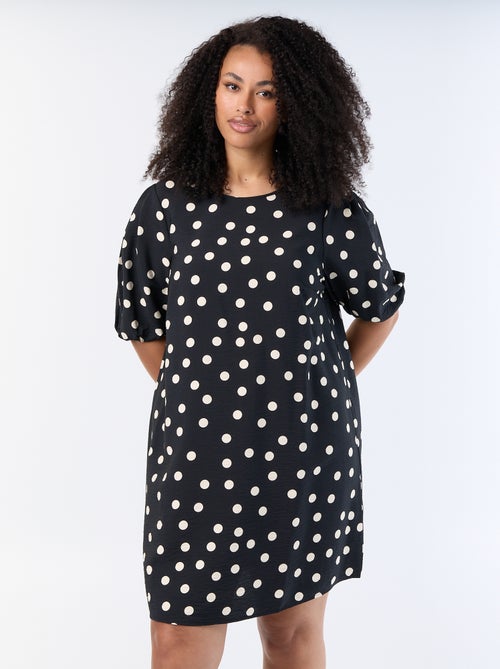 Vestido midi com mangas balão - Kiabi