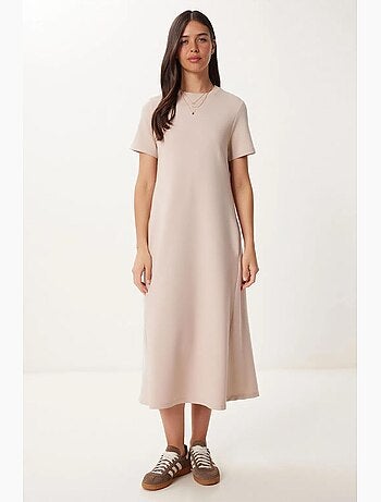 Vestido midi com mangas curtas e gola redonda istanbul