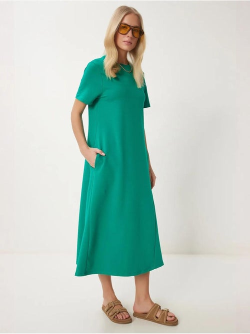 Vestido midi com mangas curtas e gola redonda istanbul - Kiabi Vestido midi com mangas curtas e gola redonda istanbul - Kiabi