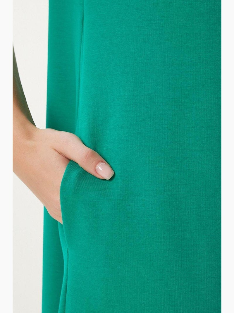 Vestido midi com mangas curtas e gola redonda istanbul Verde - Kiabi