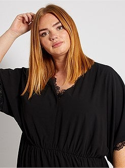 Vestido midi com pormenores em renda - Kiabi