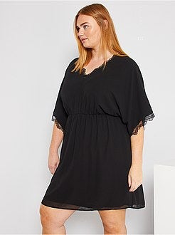 Vestido midi com pormenores em renda - Kiabi