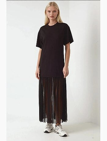 Vestido midi com saia de tule pika collection hiccup