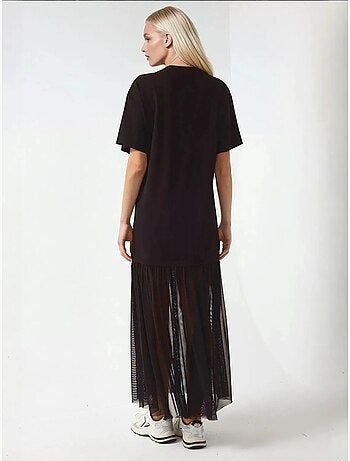 Vestido midi com saia de tule pika collection hiccup