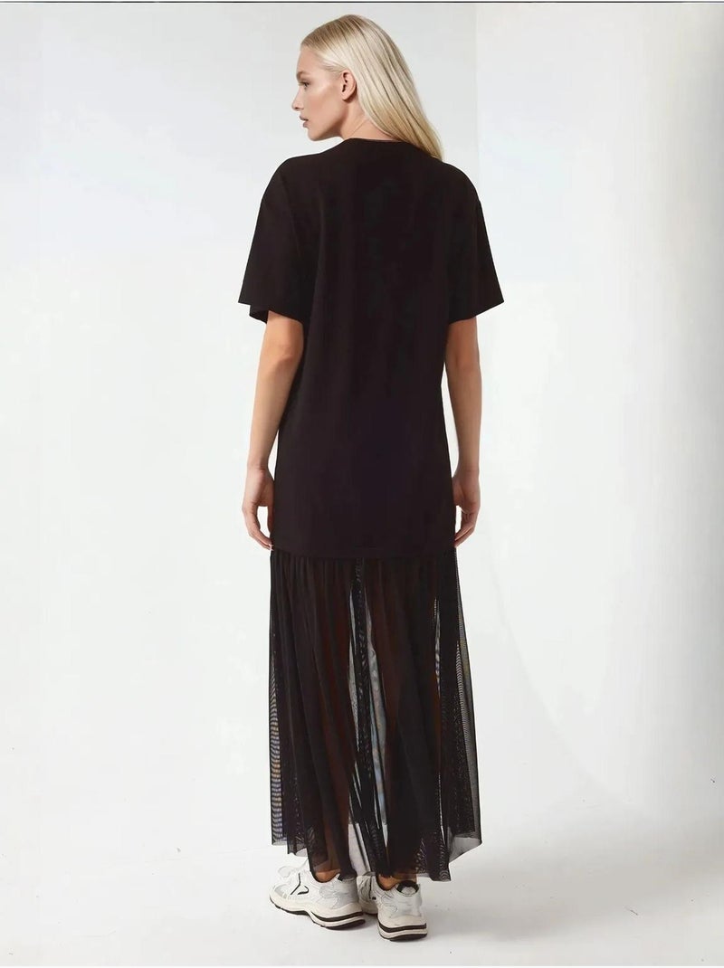 Vestido midi com saia de tule pika collection hiccup Preto - Kiabi