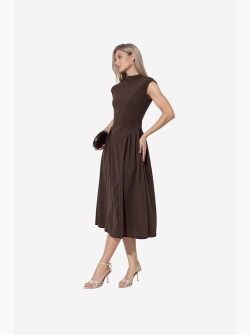 Vestido midi com textura e painéis busem - Kiabi