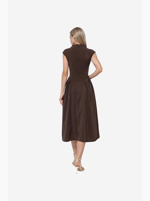 Vestido midi com textura e painéis busem - Kiabi