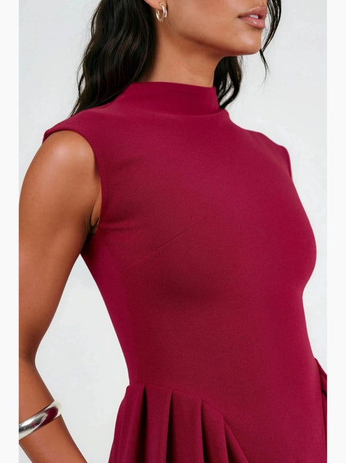 Vestido midi com textura e painéis busem - Kiabi